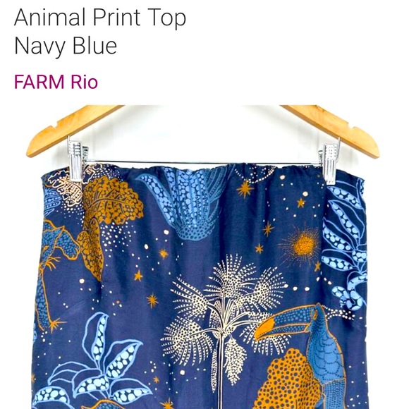 FARM Rio Navy Blue Strapless Top (blouse) NWT. Off the shoulder mini dress - Picture 8 of 10